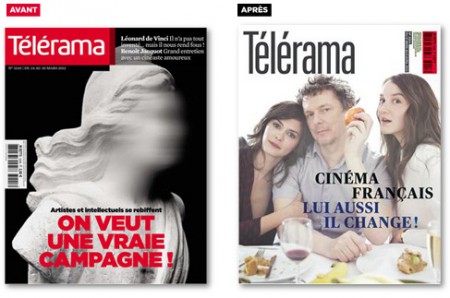 Couverture de telerama ancienne nouvelle comparaison des maquettes