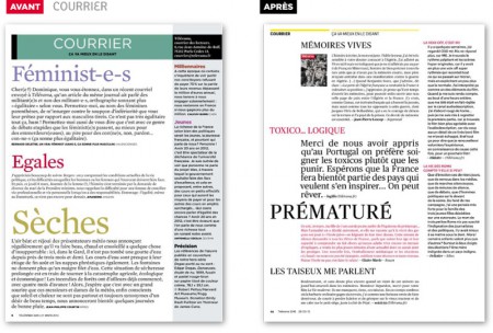 Exemple de mise en page de magazine telerama rubrique courrier des lecteurs