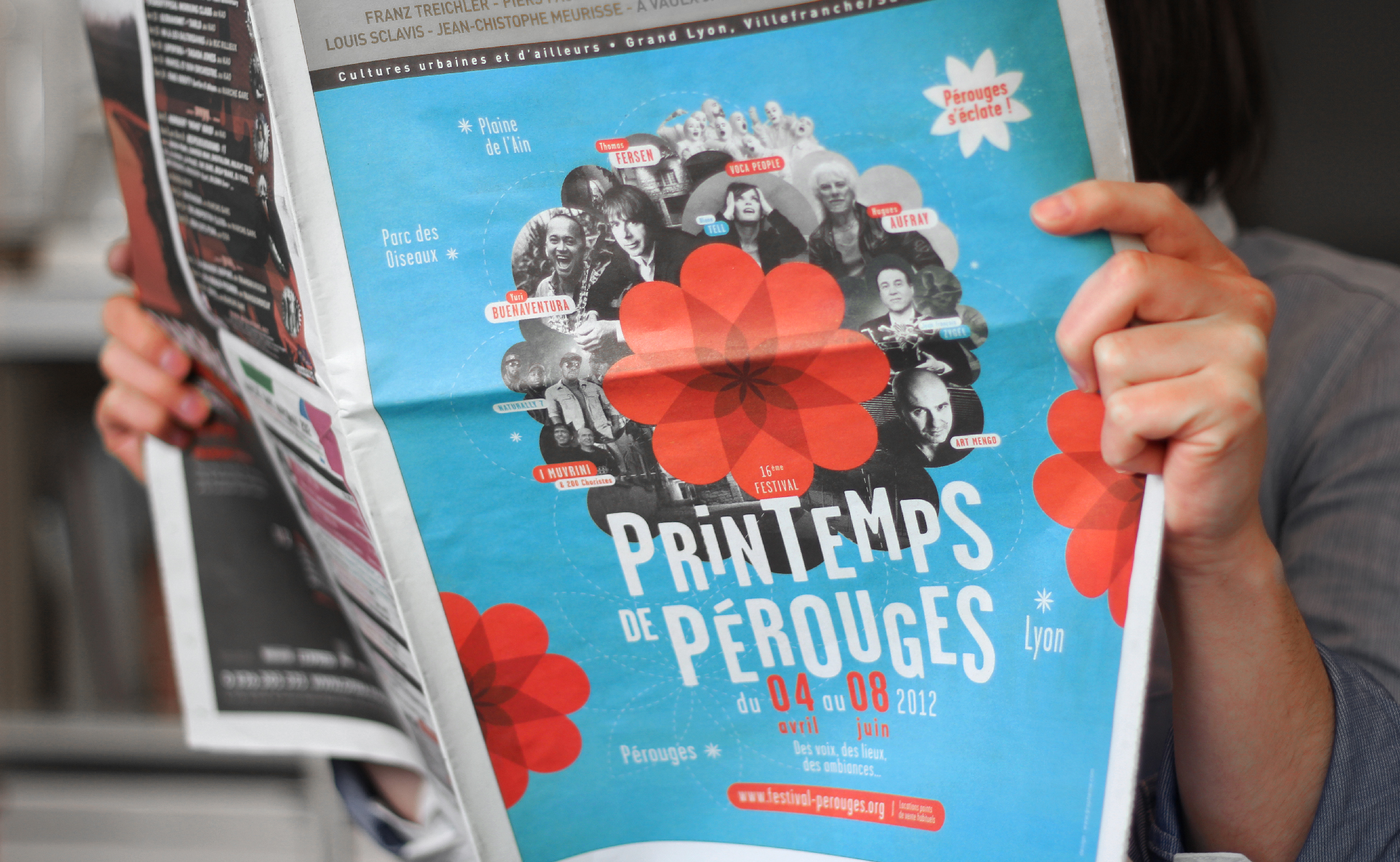 Graphisme du journal du festival du printemps de Pérouges Lyon