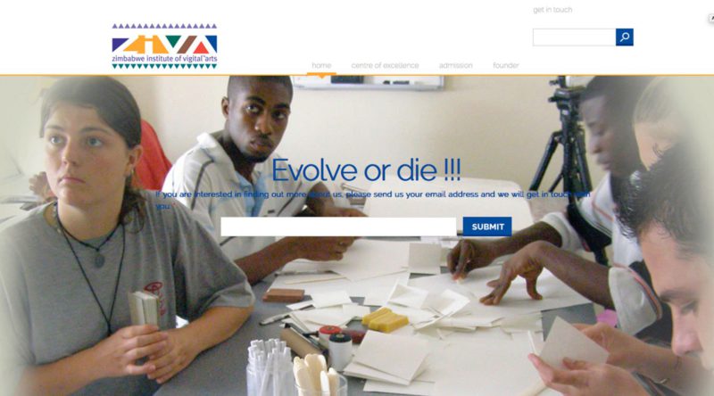 Page d'accueil du site de l'école ZIVA fondée par Saki Mafundikwa