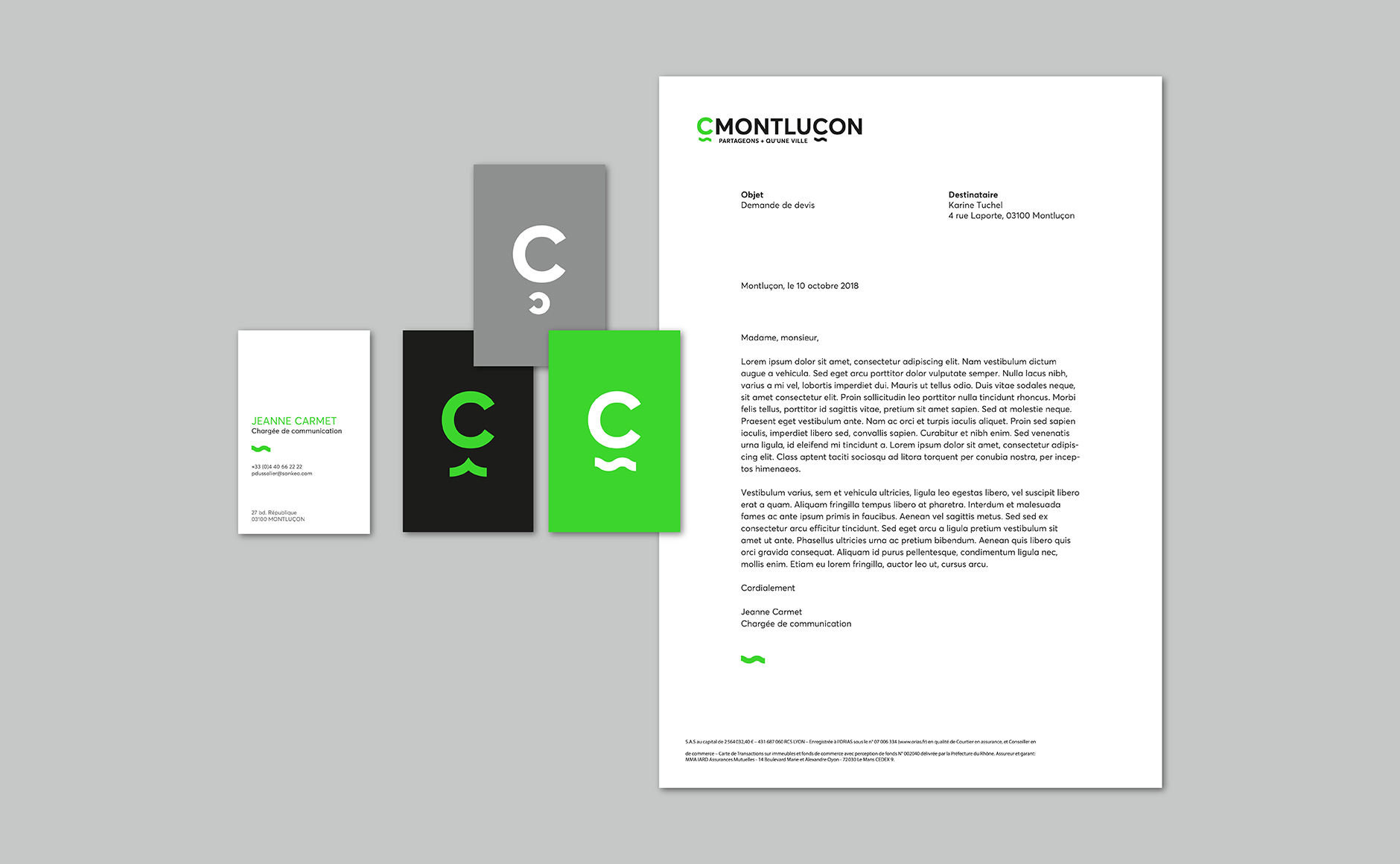 Utilisation de l'identité graphique de C Montluçon dont la communication a été créée par Graphéine 