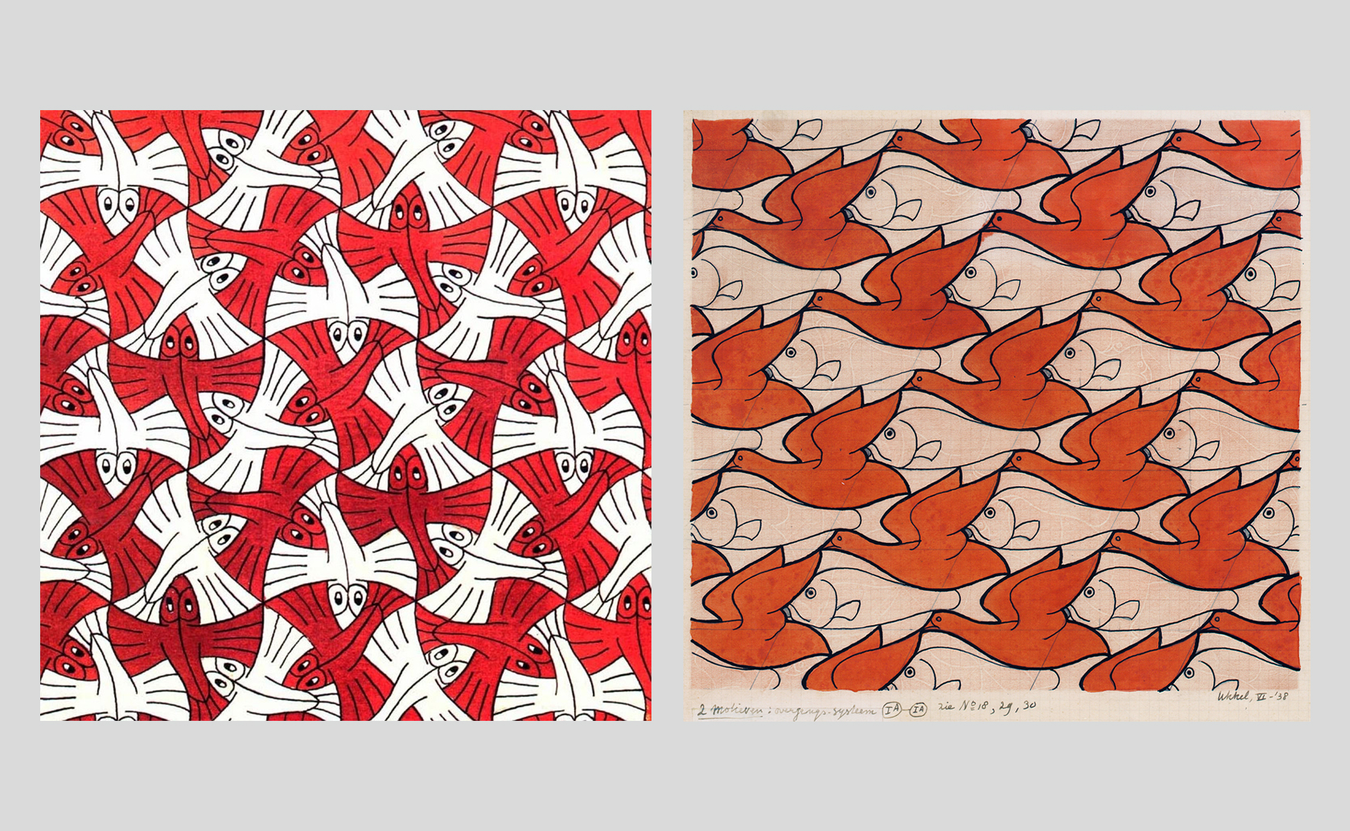 motif-infini-escher-oiseaux-poissons