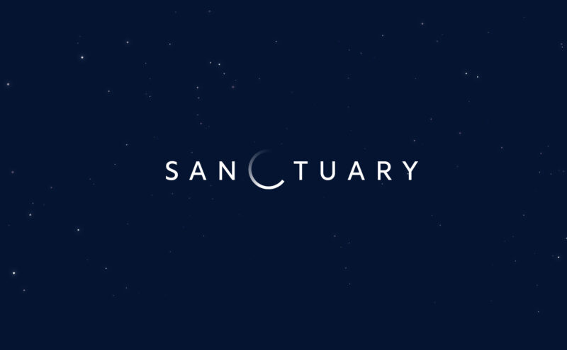 Sanctuary on the moon nasa branding logotype space