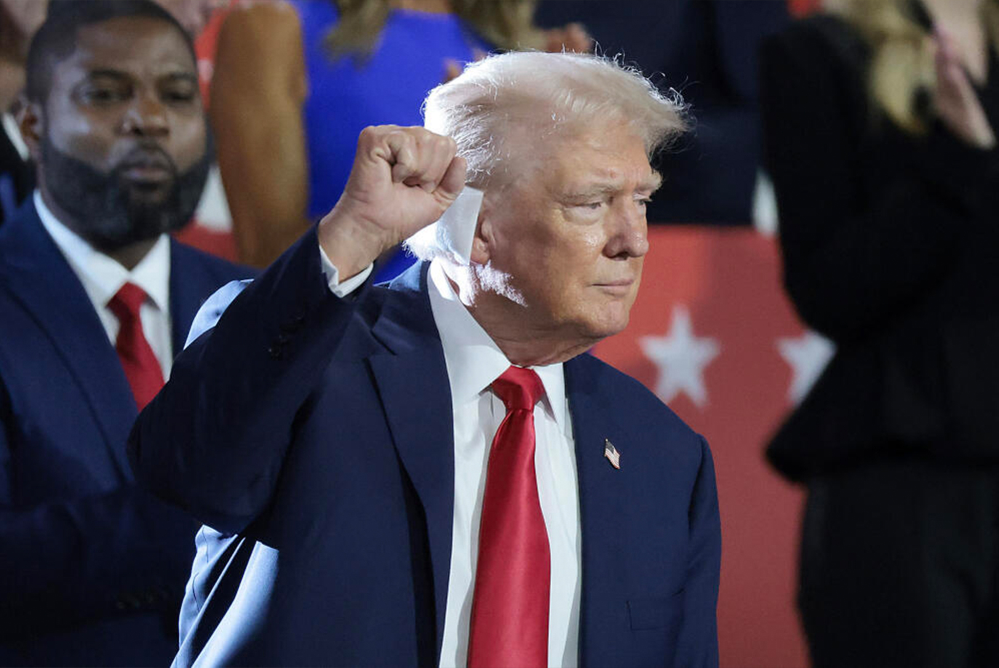 Donald Trump à la convention républicaine de Milwaukee, le 16 juillet 2024