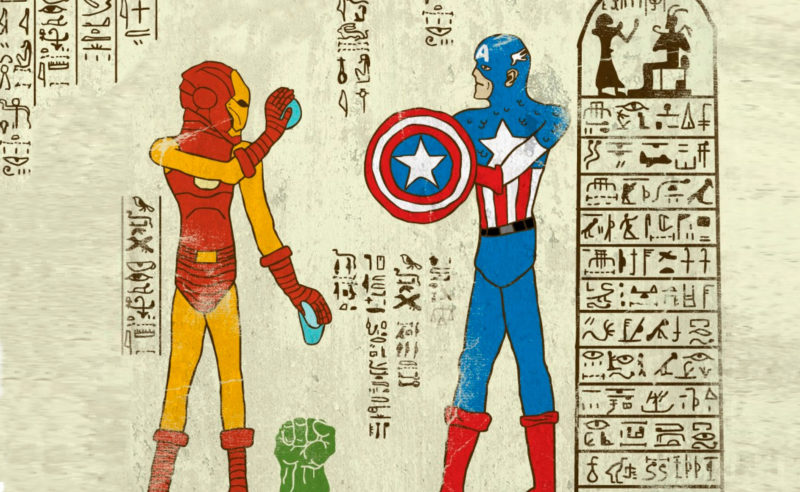 Super-héros-glyphes art égyptien geek