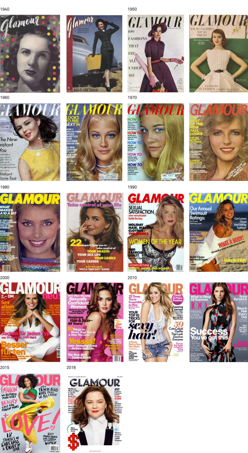 histoire couvertures de glamour presse féminine