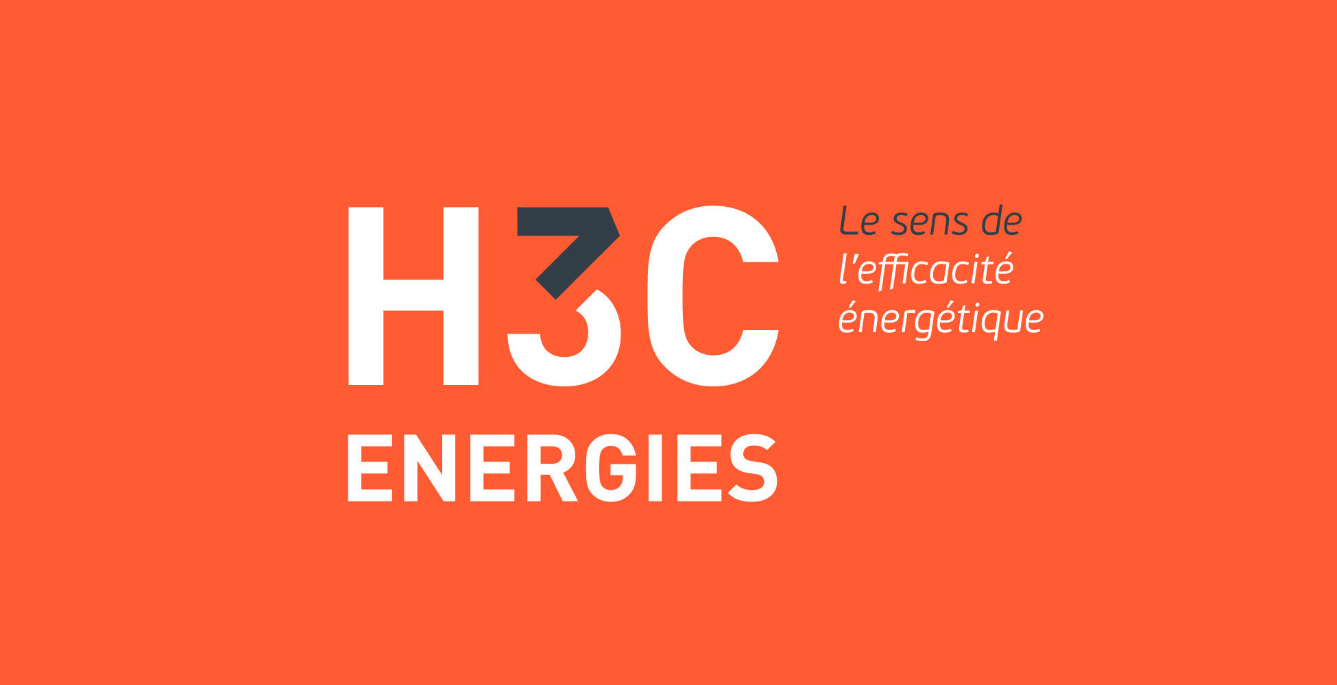 création de logo économie energie H3C logo orange flèches